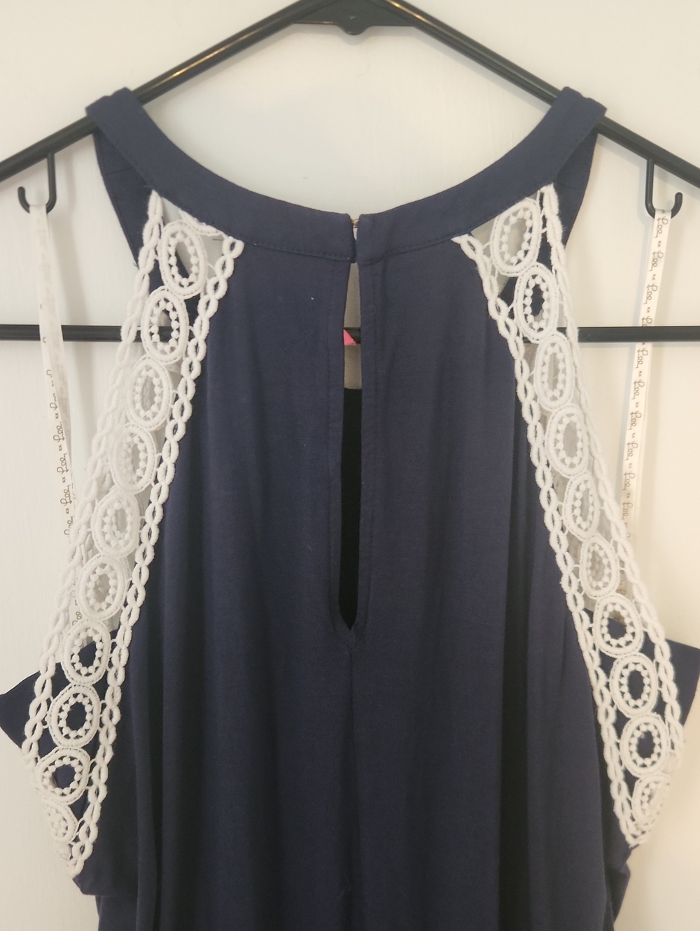Lilly Pulitzer Navy Blue Lace Trim Romper - Picture 5 of 14